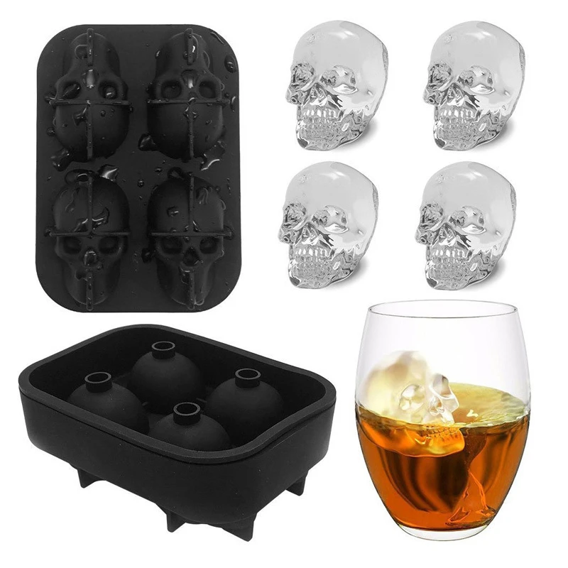 Ice Cube Maker Skull Shape Chocolate Mould Tray Cream DIY Tool Whiskey Wine Cocktail 3D Silicone Mold Kitchen tools | Дом и сад