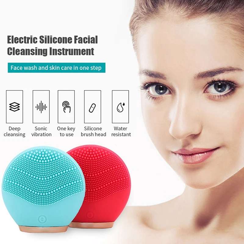 Electric Vibration Facial Cleansing Brush Skin Remove Blackhead Pore Cleanser Waterproof Silicone Face Massager For Women