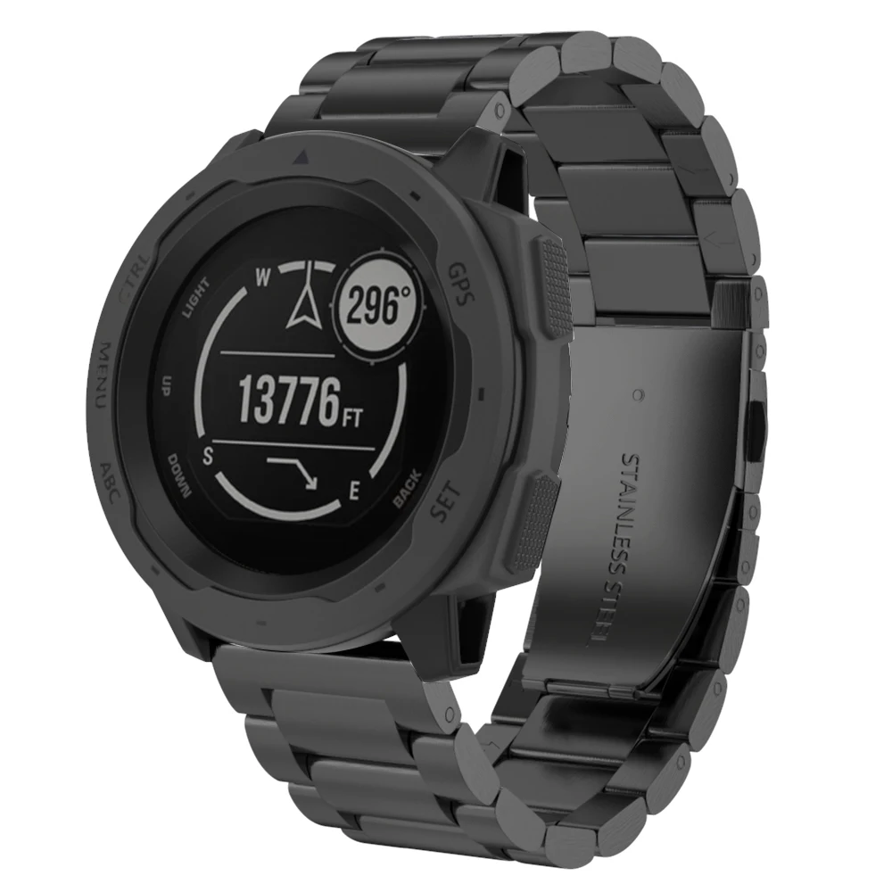Tschick для Garmin Instinct браслет из нержавеющей стали, твердый металлический наручный ремешок на замену браслет для Garmin Instinct