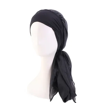 

Wooden Cotton Head With Chiffon Ribbon Scarf Cap Pirate Hat For Ladies Print Fashion New Turban Elastic Polyester Headband
