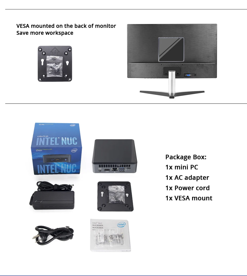 Intel NUC NUC8i3BEK мини-ПК двухъядерный i3-8109U DDR4 M.2 SSD Windows 10 Pro Wifi Bluetooth 4K Поддержка настольного игрового компьютера