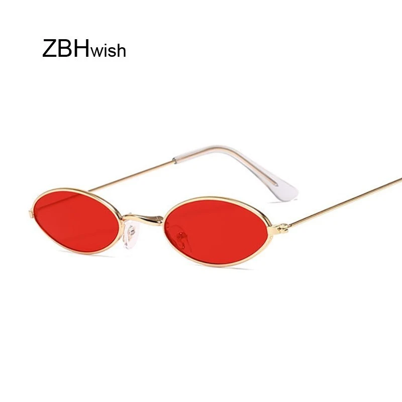 Gafas de sol ovaladas pequeñas para mujer, retro de en negro y rojo, color metálico, diseño a la de sol para mujer| - AliExpress