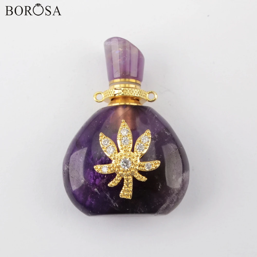 BOROSA подвеска в виде бутылочки парфюма двойные Подвески для изготовления ювелирных изделий натуральный камень ожерелье эфирные масла Духи Диффузор G1943
