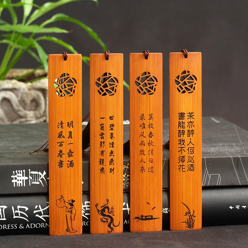 

Creative Product Customizable Logo Tourism Scenic Area Hot Selling 10 Yuan Gift Bamboo Creative Hollow out Chinese-style Bookmar