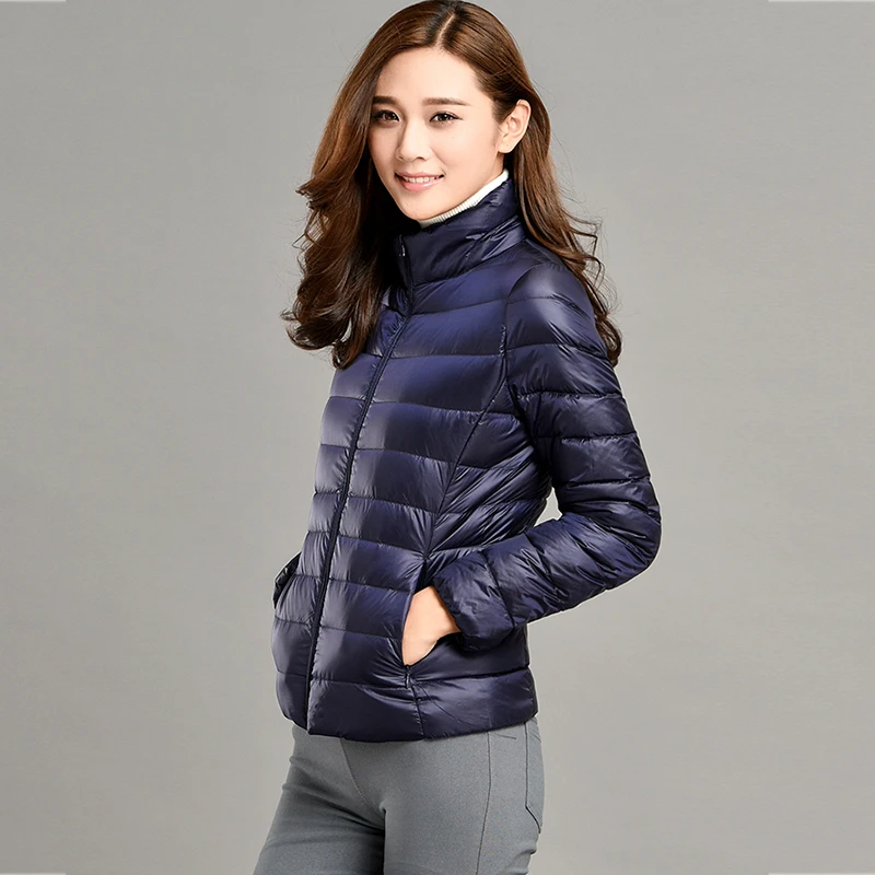 Koop Winter Vrouwen Ultralight Dunne Donsjack 90% Witte Eendendons Hooded Jassen Lange Mouwen Warme Jas Parka Vrouwelijke Draagbare Uitloper