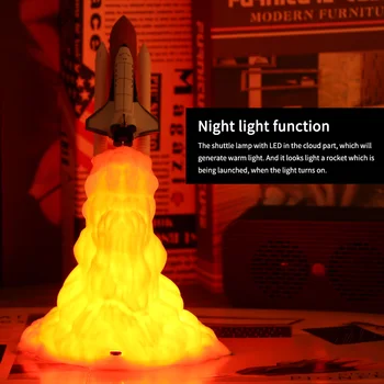 

New 3D Print Space Shuttle Lamp And Moon Lamps Rocket Lamp Night Light For Space Lovers Home Decoration