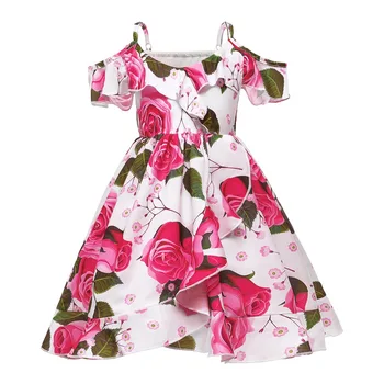 

Summer Dress Girls Printing Kids Princess Dresses For Girls Strapless Suspender Birthday Party Dress Children Clothing 8 10 Year