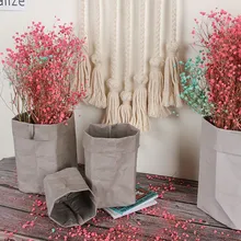 Моющийся крафт-бумажный мешок, цветочные горшки для растений, многофункциональная домашняя сумка для хранения, повторное использование, экологически чистый моющийся цветочный горшок#40