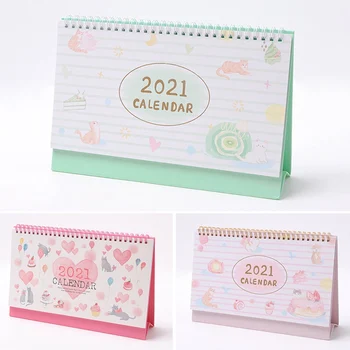 

2020-2021 Cute Creative Cartoon Animal Cat 3D Desktop Paper Calendar Dual Daily Scheduler Table Planner Yearly Agenda Organizer