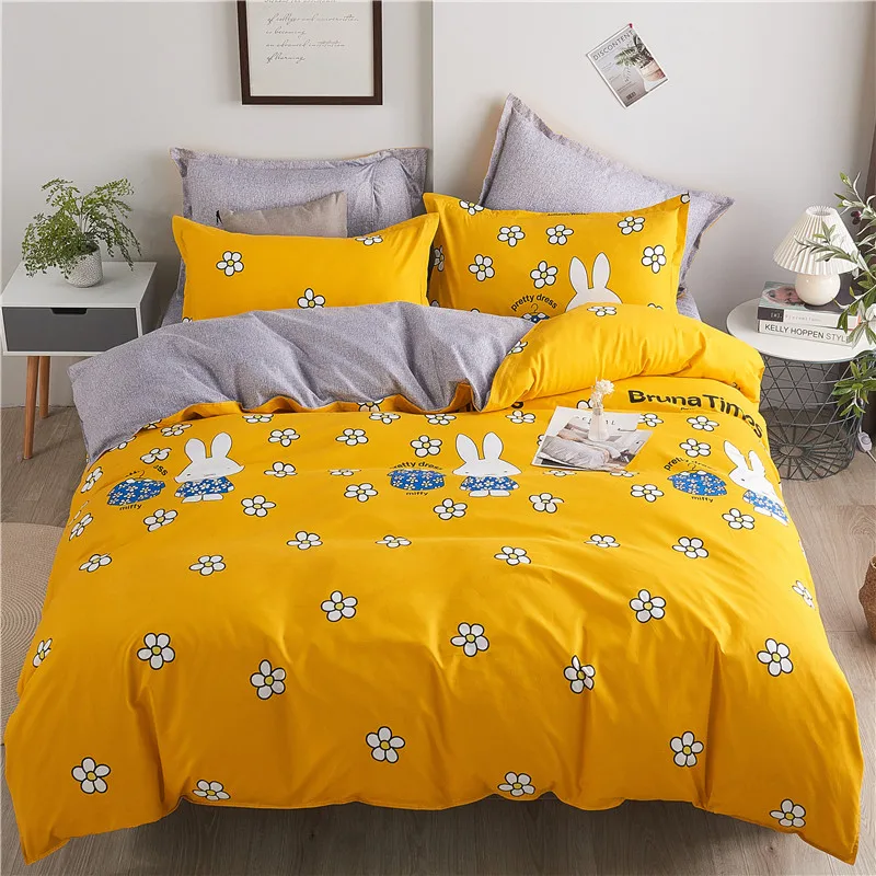 CREAMY YELLOW Single bed set-quilt cover pillow case set-duvet set-single bed 