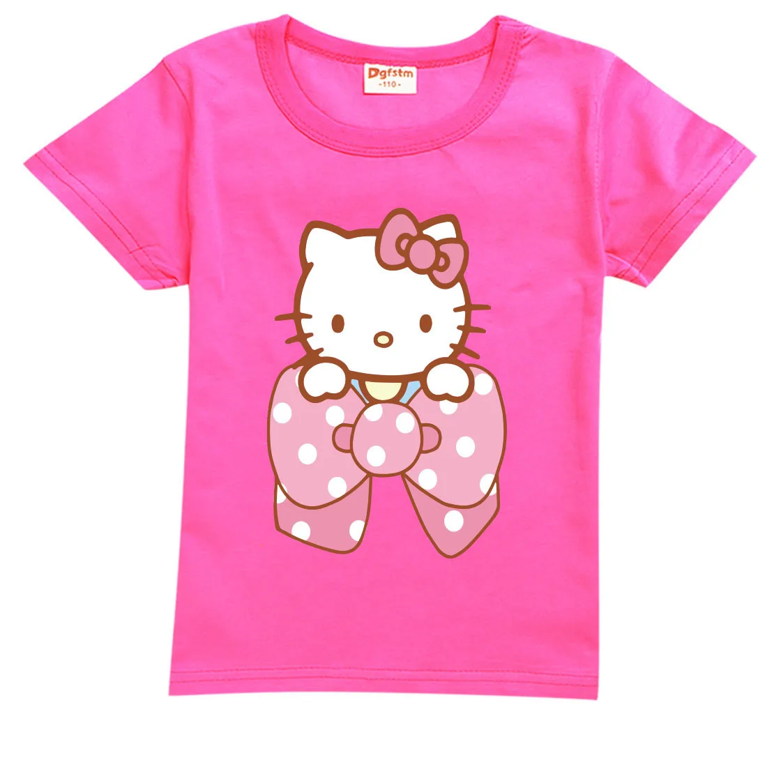 thumbnail image 1 of Hello Kitty moda para chicas de algodón a rayas de manga corta Camiseta niños verano Casual dibujos animados impreso Tops ropa para niños, 1 of 5
