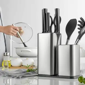 

Knife Holder Stainless Steel Kitchen Knife Stand Multifunctional Chef Ceramic Santoku Knife Block Kitchenware Cooking Tool