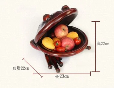 Creative Wooden Handmade Wood carving frog organization Desktop storage box Retro Fruit tray ashtray Retro home Decorative - Цвет: 23x22x22cm