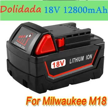 

3PCS Original 18V 12800mAh Li-ion Tool Battery for Milwaukee M18 48-11-1815 48-11-1850 2646-20 2642-21CT Repalcement M18 Battery