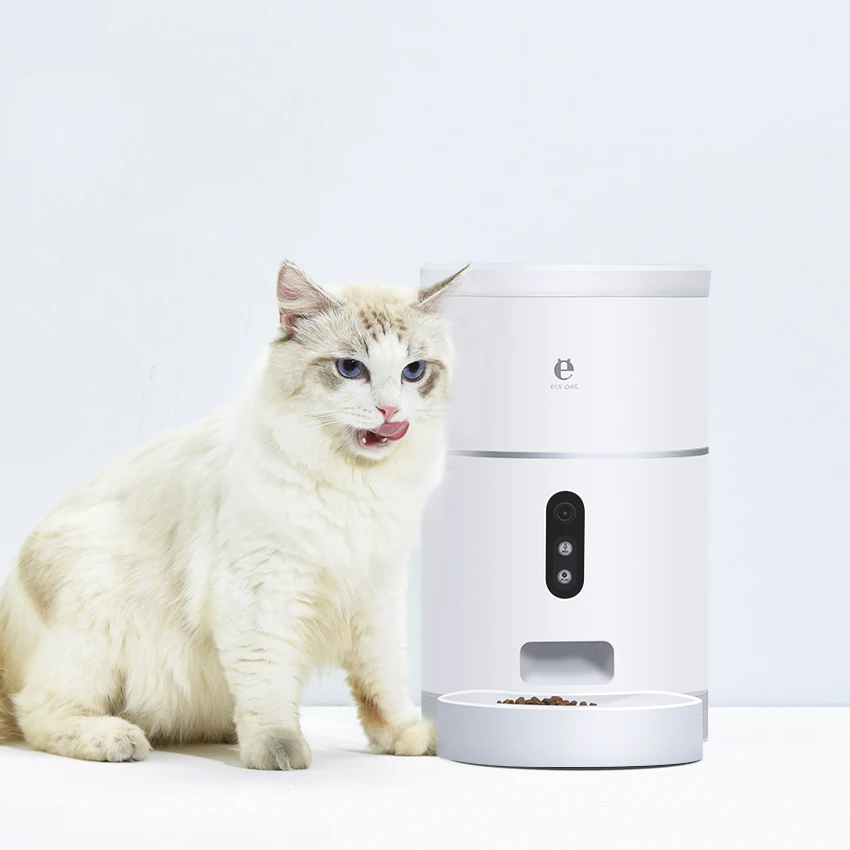 Dispensador automático de comida para mascotas con cámara gran angular de 113°