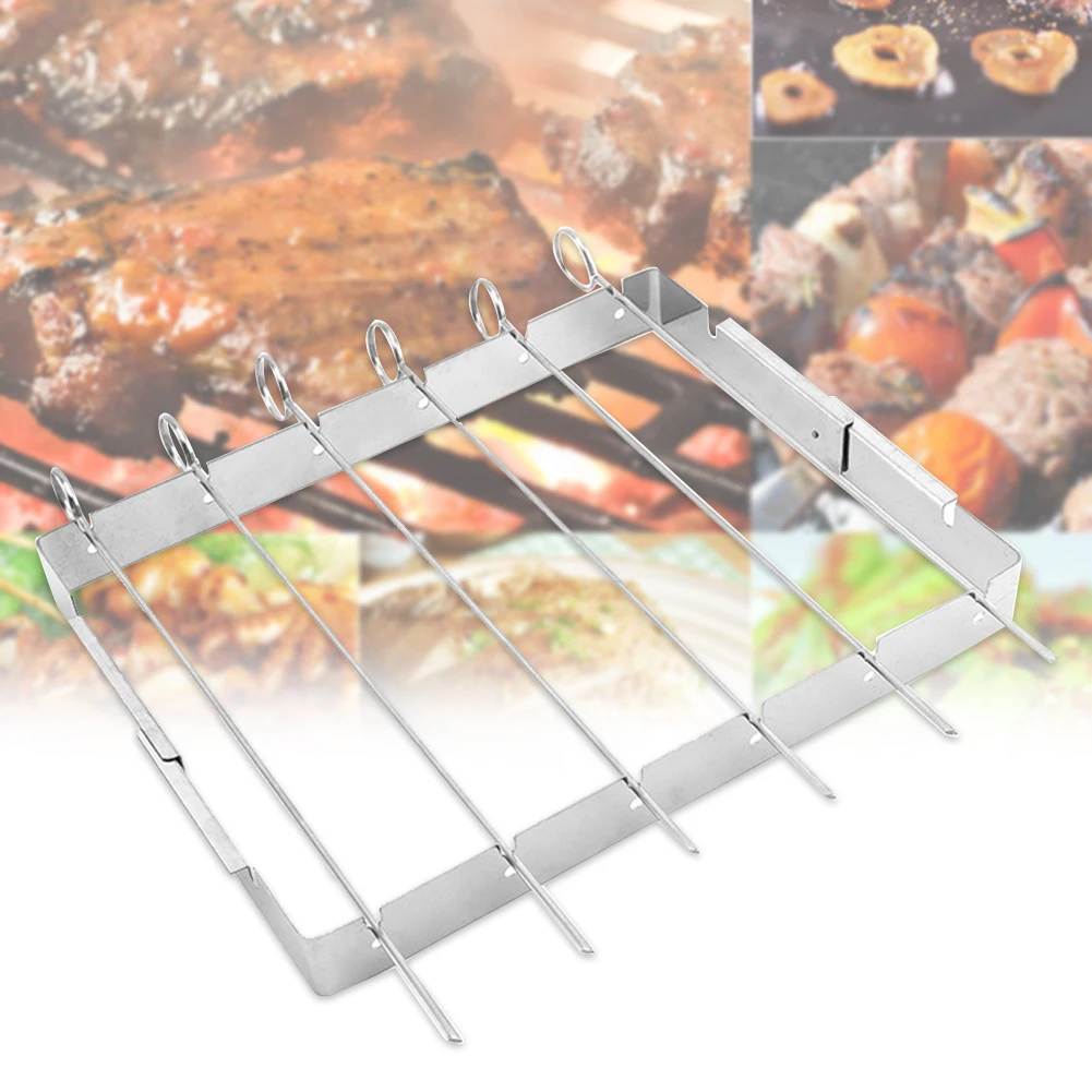 

Barbecue Forks Sticks Durable Grilling Stainless Steel Tool Reusable Simple Flat Superior BBQ Skewers Outdoor Rack Included