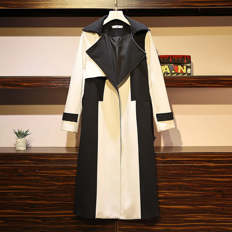 HAMALIEL L-4XL, Модный женский плащ большого размера, новинка, Осень-зима, отложной воротник, хит, цвет, длинный пояс, ветровка