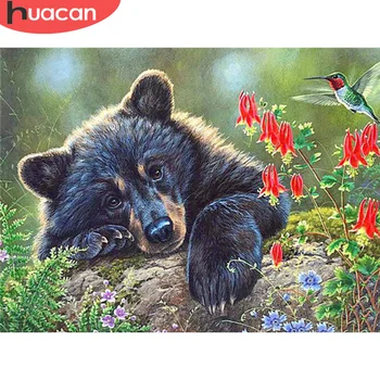 

HUACAN Diamond Painting Bear Full Square/Round Drill 5D DIY Diamond Embroidery Sale Animal Craft Kit Home Decoration