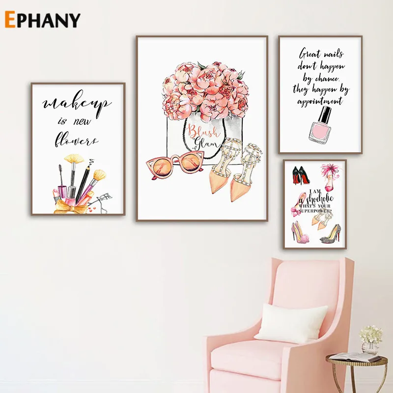 Модный цветочный парфюм искусственный макияж плакат холст печать Настенная