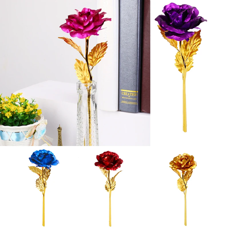 

Gold Foil Plated Rose Golden 24K Flowers Artificial Flower Goldplated Violet Without Box
