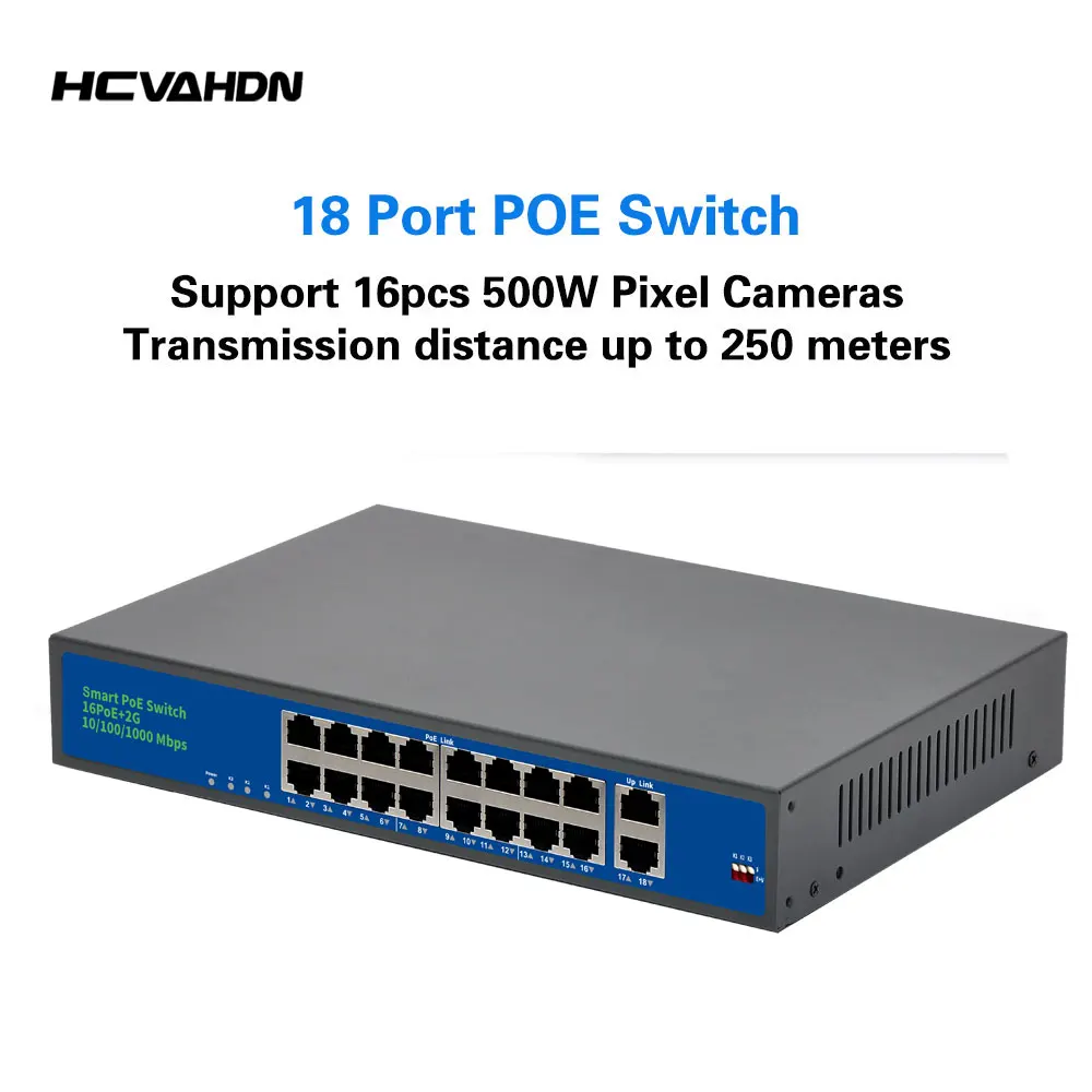 Сетевой коммутатор Ethernet с 16 портами и 2 портами