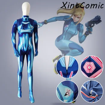 

Women GirlsSamus Zero Aran Cosplay Costume 3D Printing Spandex Lycra Zentai Bodysuit Halloween Plus Size Suit Jumpsuits