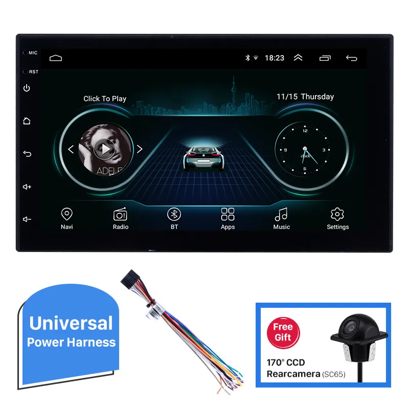 With Rear camera Seicane Android 8,1 " 2Din автомобильный Радио Wifi Bluetooth четырехъядерный мультимедийный плеер для TOYOTA Nissan Kia RAV4 FJ CRUISER ALPHARD - Цвет: With Rear camera