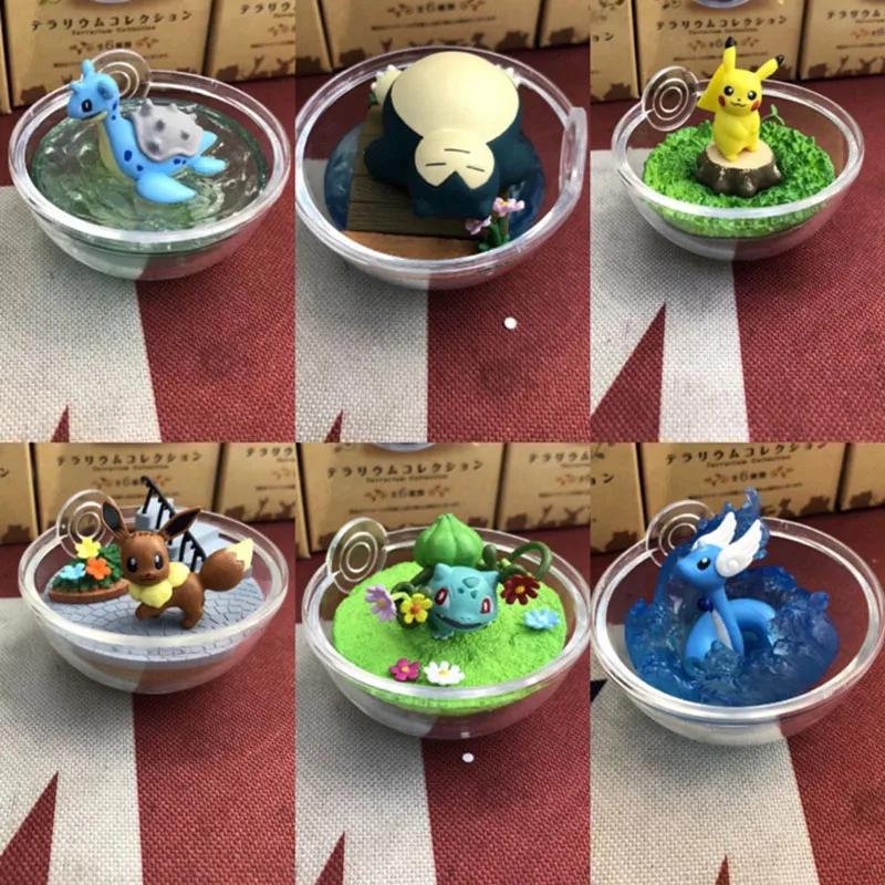 6 шт./компл. прозрачный шар с Пикачу, Бульбазавр, Иви Snorlax Dragonair Lapras ПКМ Аниме фигурки с узором в виде игрушек; подарок для детей