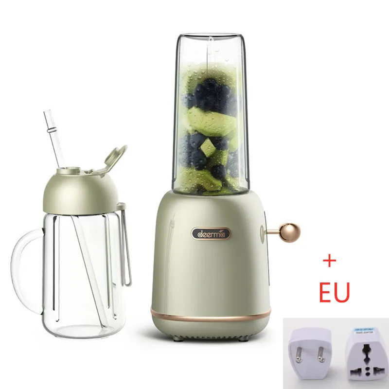 whit EU Plug Xiaomi Deerma электрическая соковыжималка блендер 500 мл многофункциональный портативный фруктовый овощной сок чашка-миксер смузи детское питание - Цвет: whit EU Plug