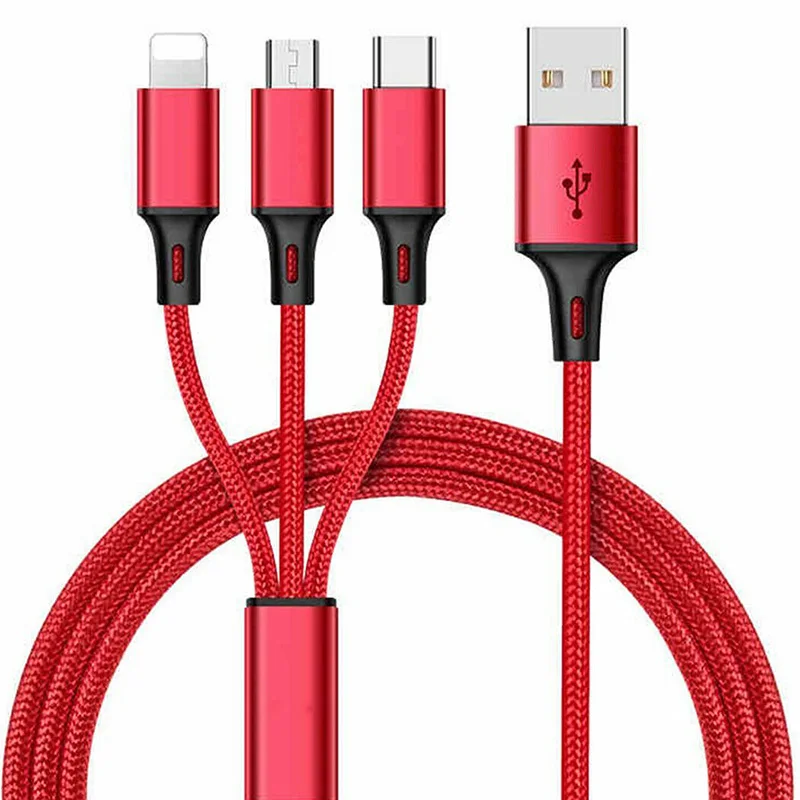 Оригинальный 3 в 1 USB кабель для iPhone XS Max XR X 8 7 зарядное устройство Micro 2 мобильного