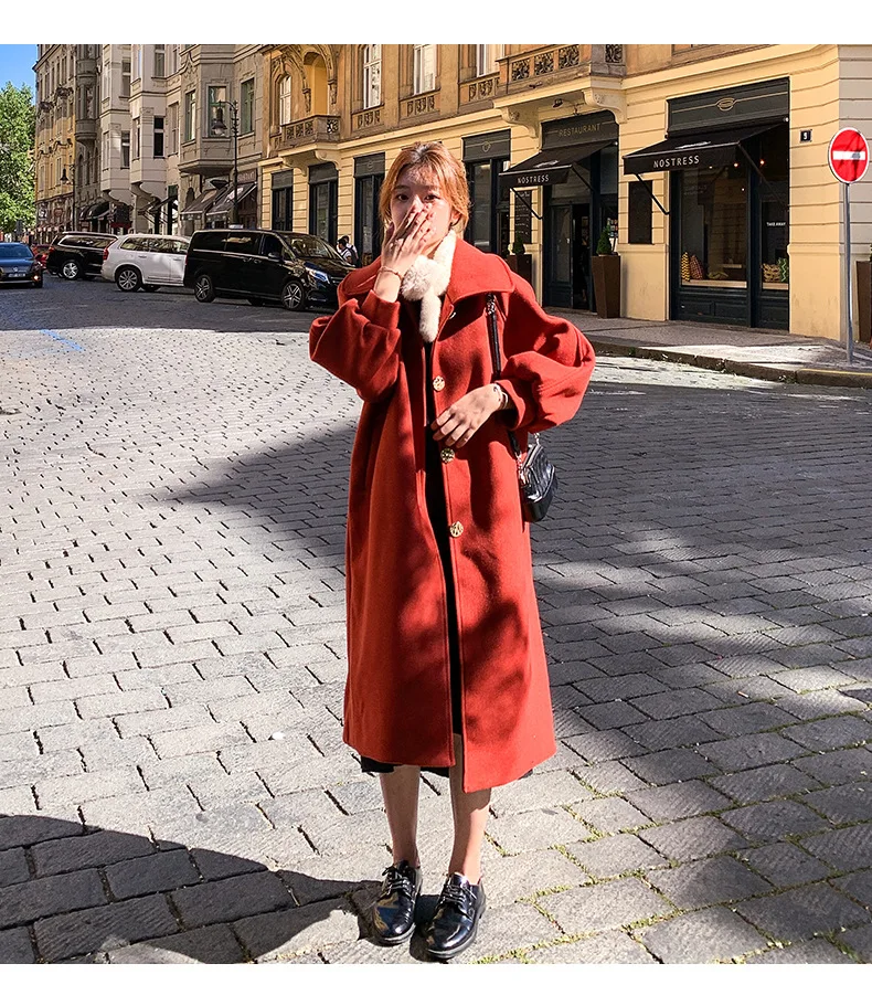 Французская шерстяная куртка для фотосессии, зима, стиль, женское платье, Ретро стиль, шик, металлическая пряжка, однобортное пальто