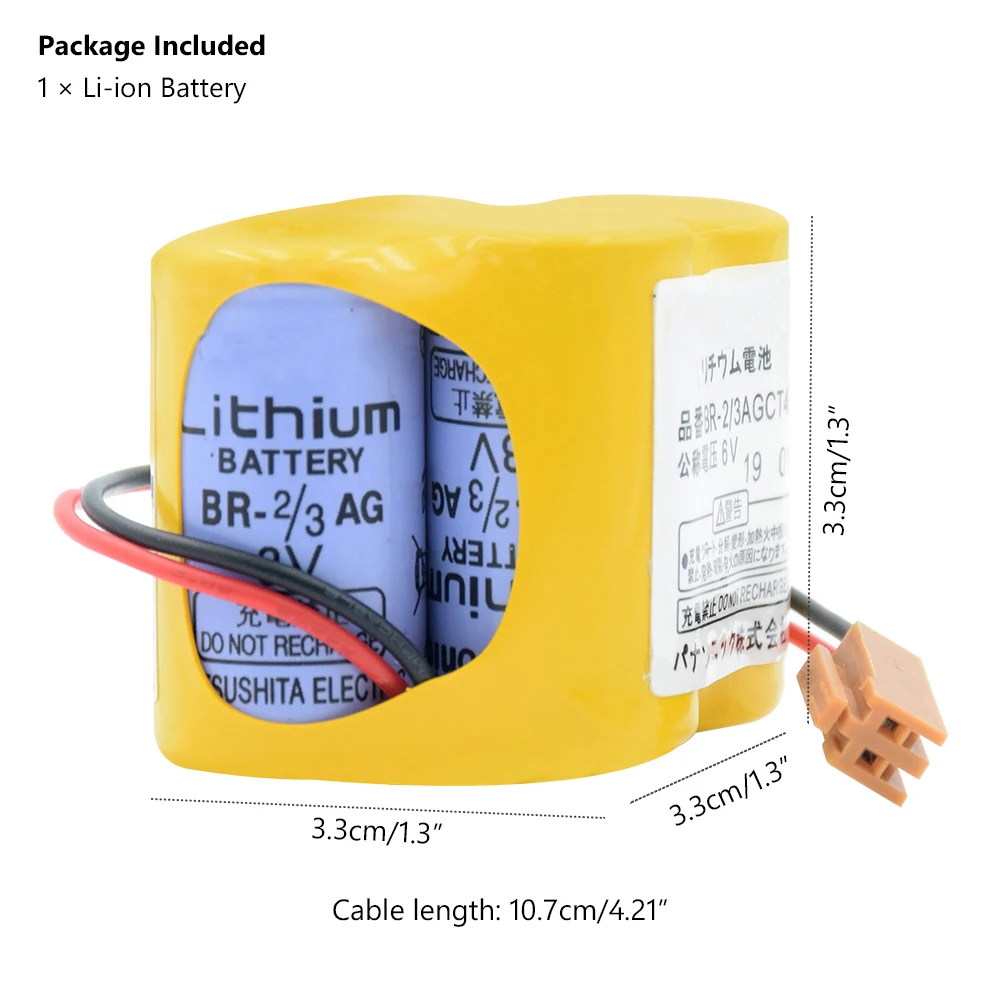 BR-2/3AGCT4A 6 В батарея 4400 мАч PLC BR-2/3AGCT4A литий-ионные батареи с вилкой для FANUC CNC системы сигнализации A98L-0031-0025
