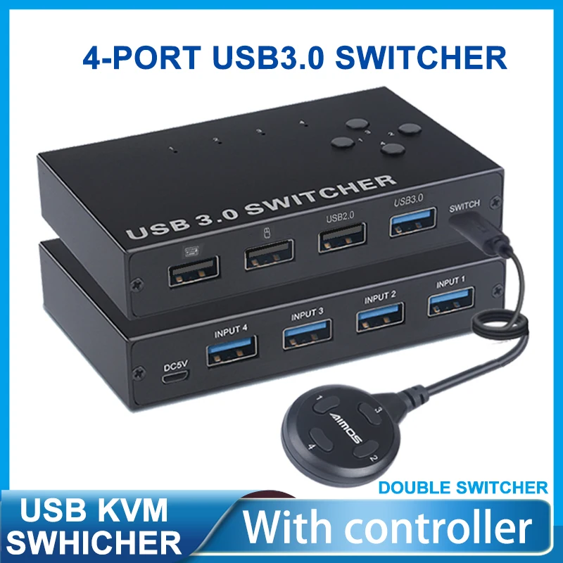 4-портовый USB3.0 Sharer переключатель USB KVM с контроллером ПК разделитель для
