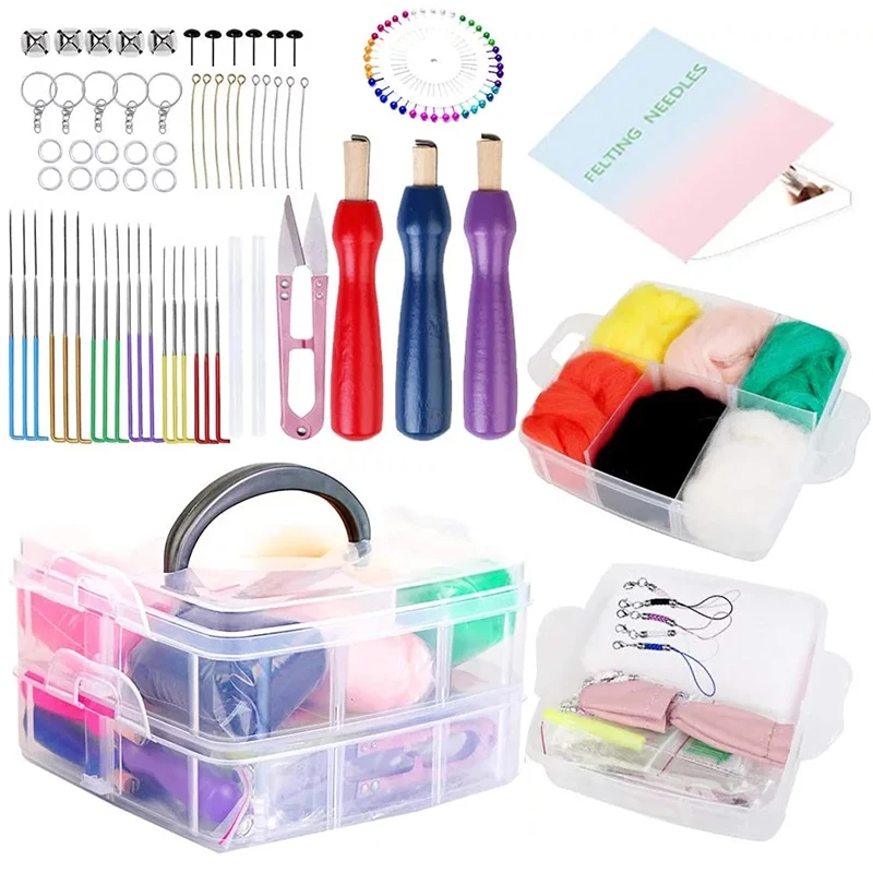 Imzay 117 PCS Needle Felting Kit Needle Felting Supplies, With 6 Color Wool  Roving For Needle Felting Felting Starter Kit - AliExpress