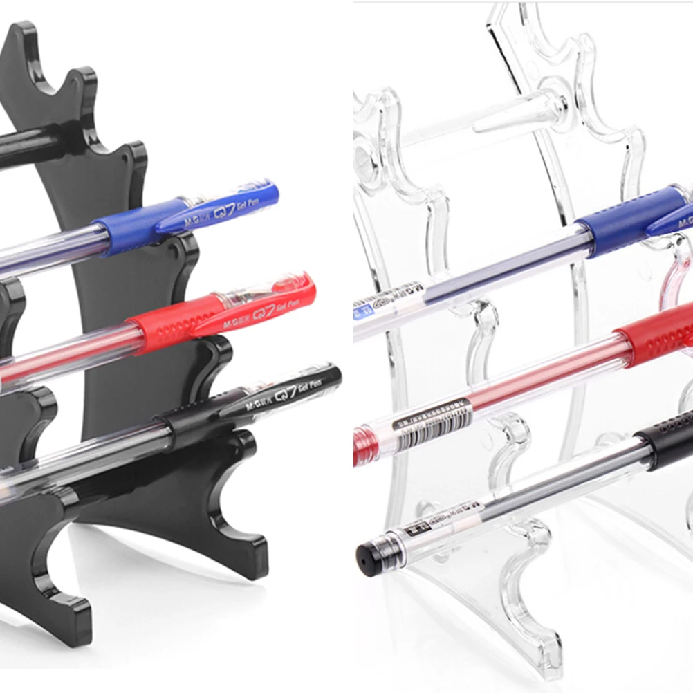 Pen Holder Plastic Transparent 6 Slot Pencil Pen Spoon Jewelry Display Holder Stand Rack Organizer