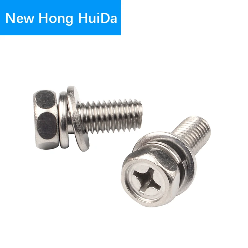 

M4 M6 M8 Hex Cross Recessed Bolt Washer Sem Hexagon Machine Screw 304 Stainless Steel