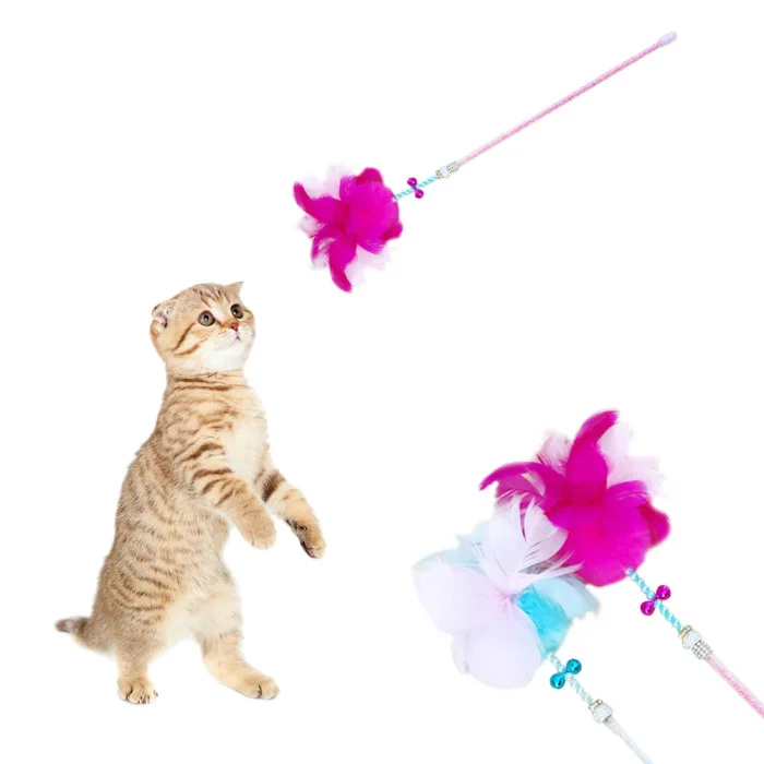 Забавная игрушка-тизер для кошек с колокольчиком перо палочка Pet Kitten Play интерактивные игрушки MU8669