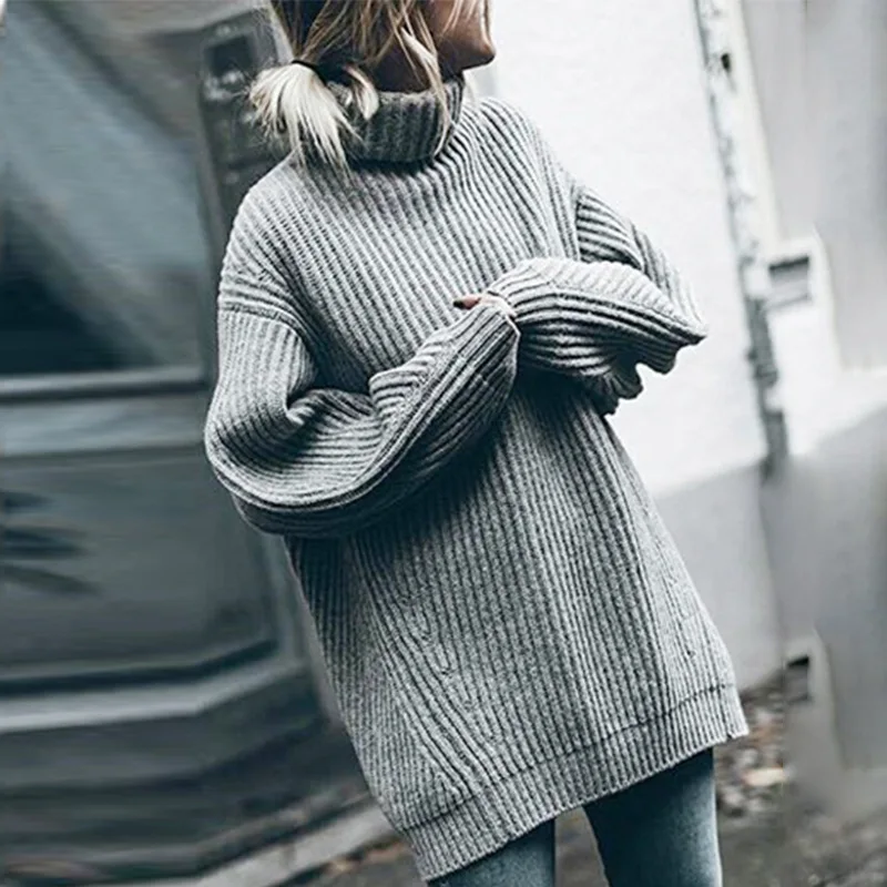 

2019 Fashion Loose Knitted Oversized Sweater Winter Clothes Women Ladies Casual Turtleneck Pullovers Warm Sweet Sweaters DD002