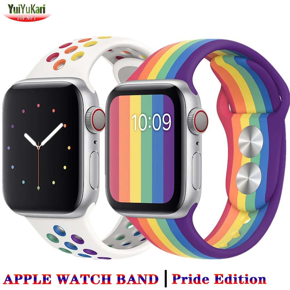

Strap For apple watch series 5 44mm band 40mm iwatch 3 4 band 42mm 38mm Accessories silicone bracelet apple watch Pride 38 44 mm