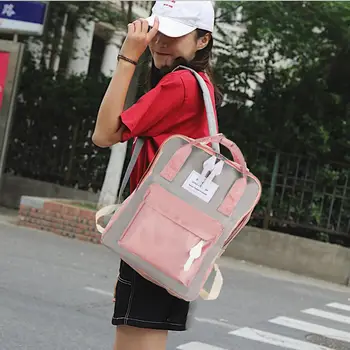 

Women Backpack Portable Fashion Canvas Waterproof Female Teenagers Handbag Shoulder Bag College Style Large Capacity