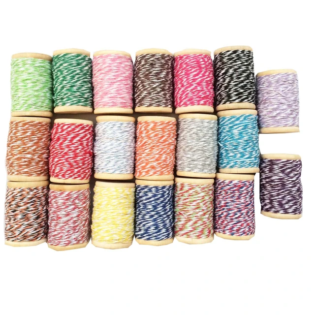 22pcs/lot thin Baker's twine 4 ply (35Yards/wooden spool) colored cotton  twine cotton rope 22kinds color you can choose - AliExpress