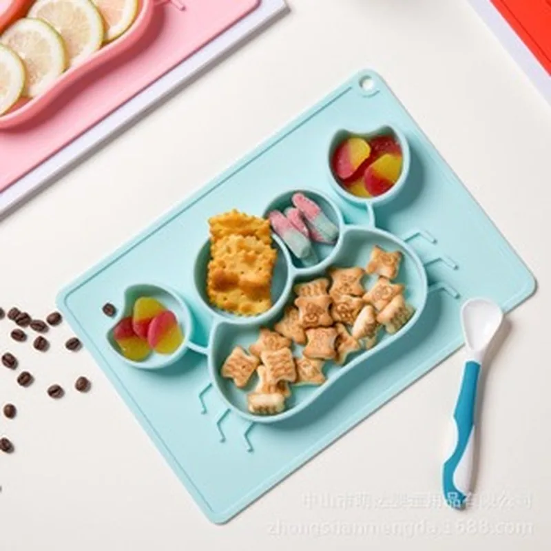 

Children's Silicone Feeding Set Combination Drop-Resistant Snack Catcher Food Supplement Tableware Edible Silicon Plate