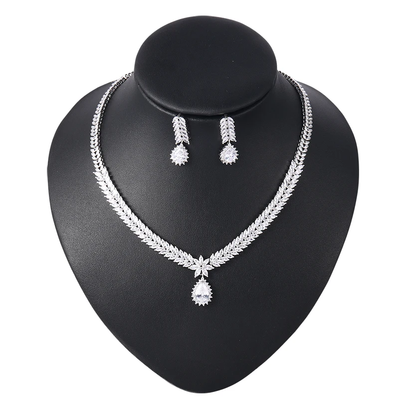 WEIMANJINGDIAN бренд серебряный цвет покрытием фианит огранки «маркиза» Фианит, циркон, Кристалл наборы свадебных ювелирных изделий