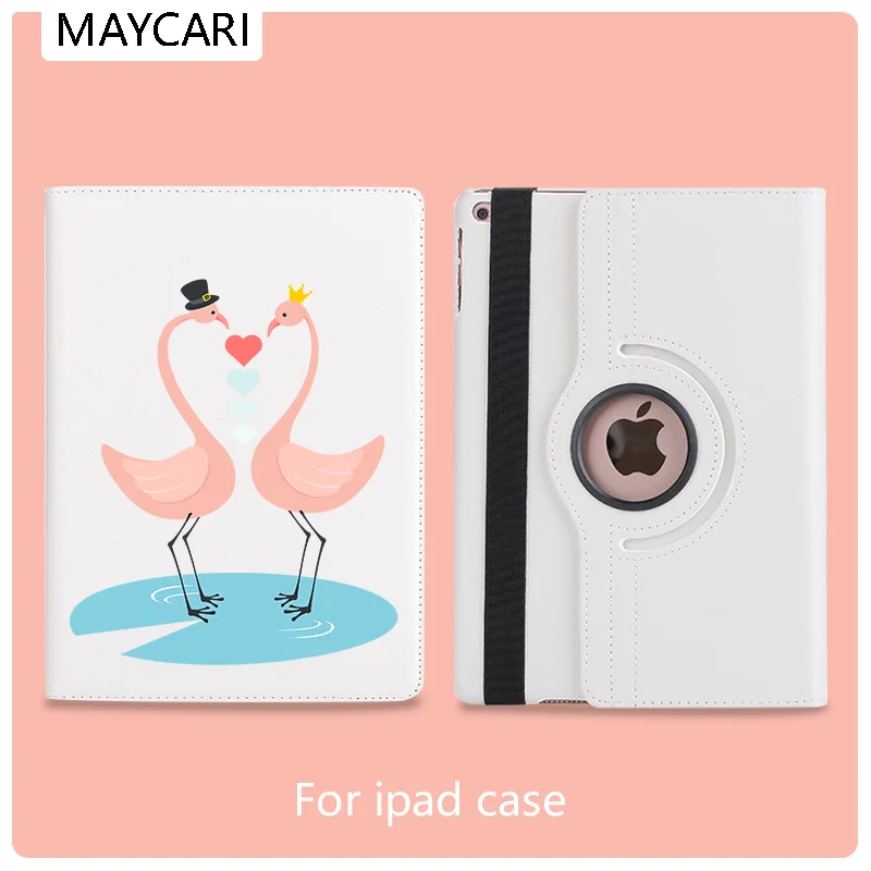 

Ipad2 3 4 Leather 360° Rotatable Back Case Cartoon Swan Set Cover Protective For 2020 iPad Pro 11 12.9 10.5 7.9inch Mini 1 2 3 5