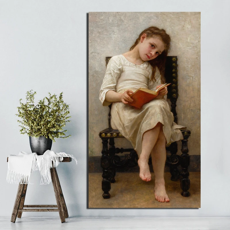 

Aestheticism Wallpaper Reading A Book Girl Canvas Painting Print Living Room Home Decoration Modern Wall Art Oil Painting Poster