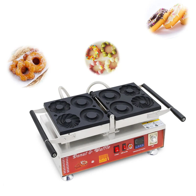 

Commercial Electric Nonstick 4 Shape Doughnut Baker Donut Maker Machine Heart Shape Breakfast Baking Waffle Iron CE