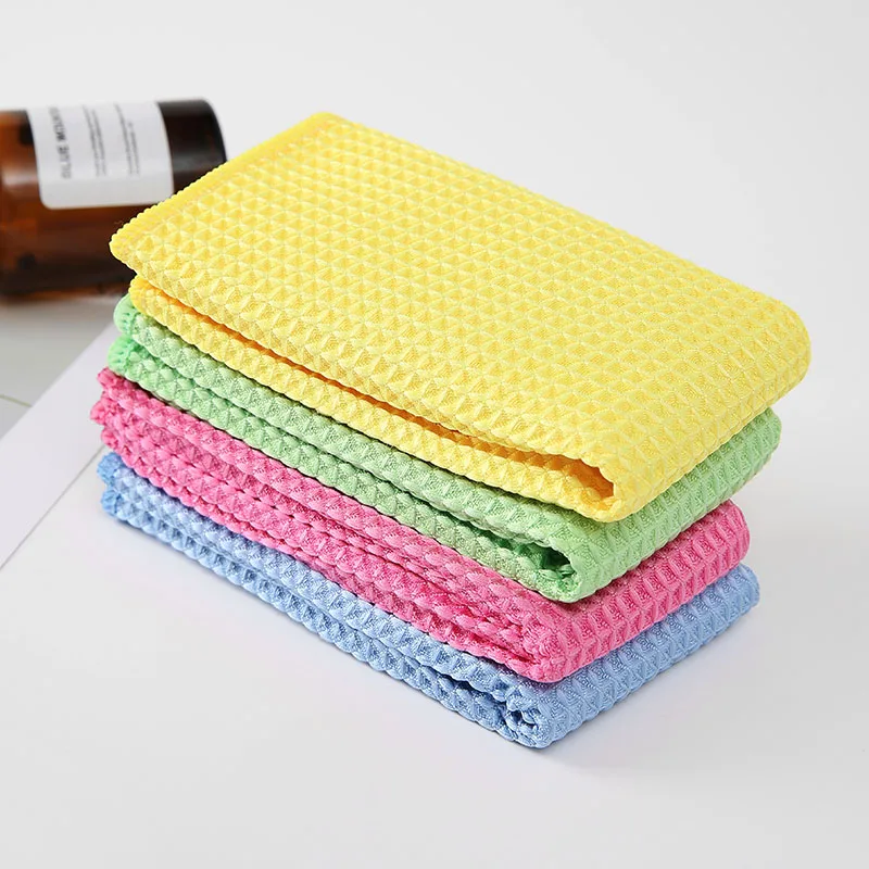 SINSNAN 10PC 30X30cm Microfiber Waffle Weave Cloth Kitchen Rags For Home Super Absorbent Dishcloth Car Glass Foor Cleaning Cloth - Цвет: Color mixing