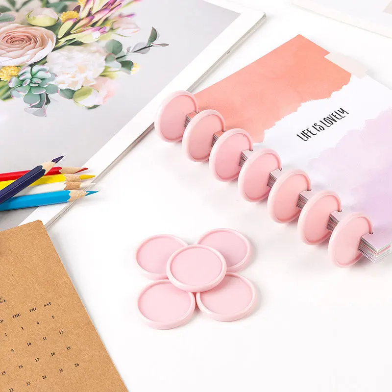 

1000pcs Pink Binding Discs 19/32/35mm Plastic Round Binder Loose-Leaf Notepad Mushroom Hole Buckle School Office Supplies Access