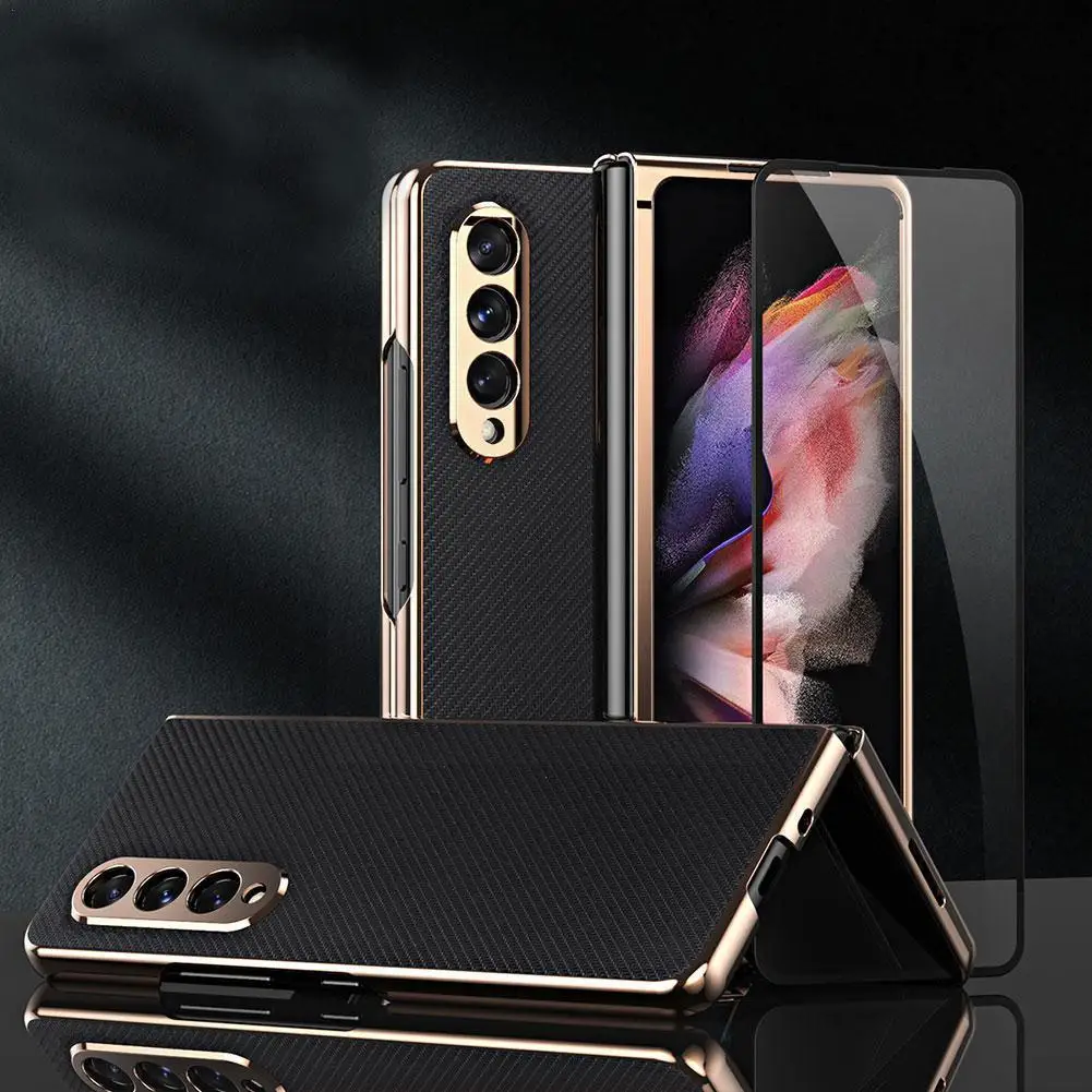 Чехол 2 в 1 с полной защитой для Samsung Galaxy Z Fold 3 5G чехол телефона из углеродного