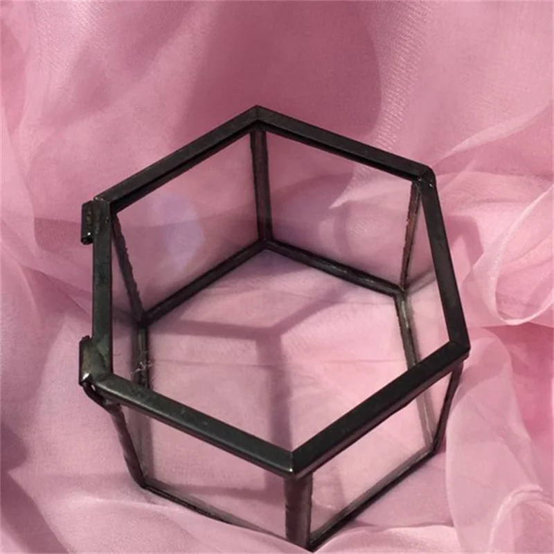 Mini Hexagon Geometric Wedding Ring Box Ring Bearer Box Tabletop Succulent Plants Planter Wedding Decoration 6